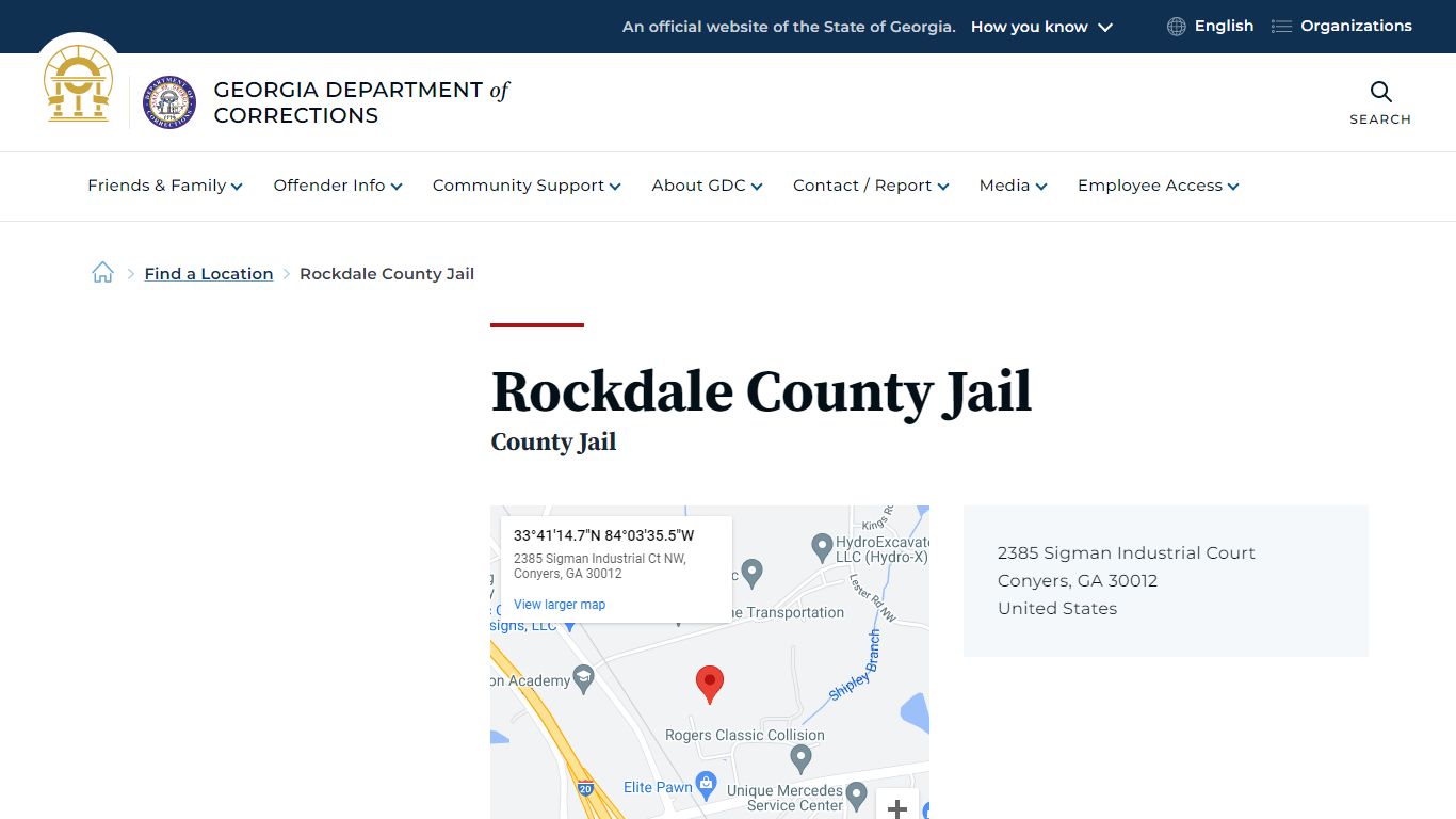 Rockdale County Jail | Georgia Department of Corrections