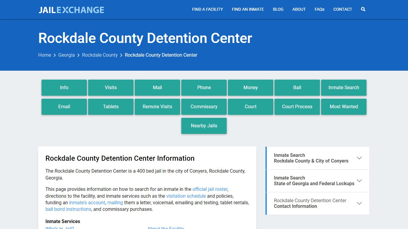 Rockdale County Detention Center, GA Inmate Search, Information